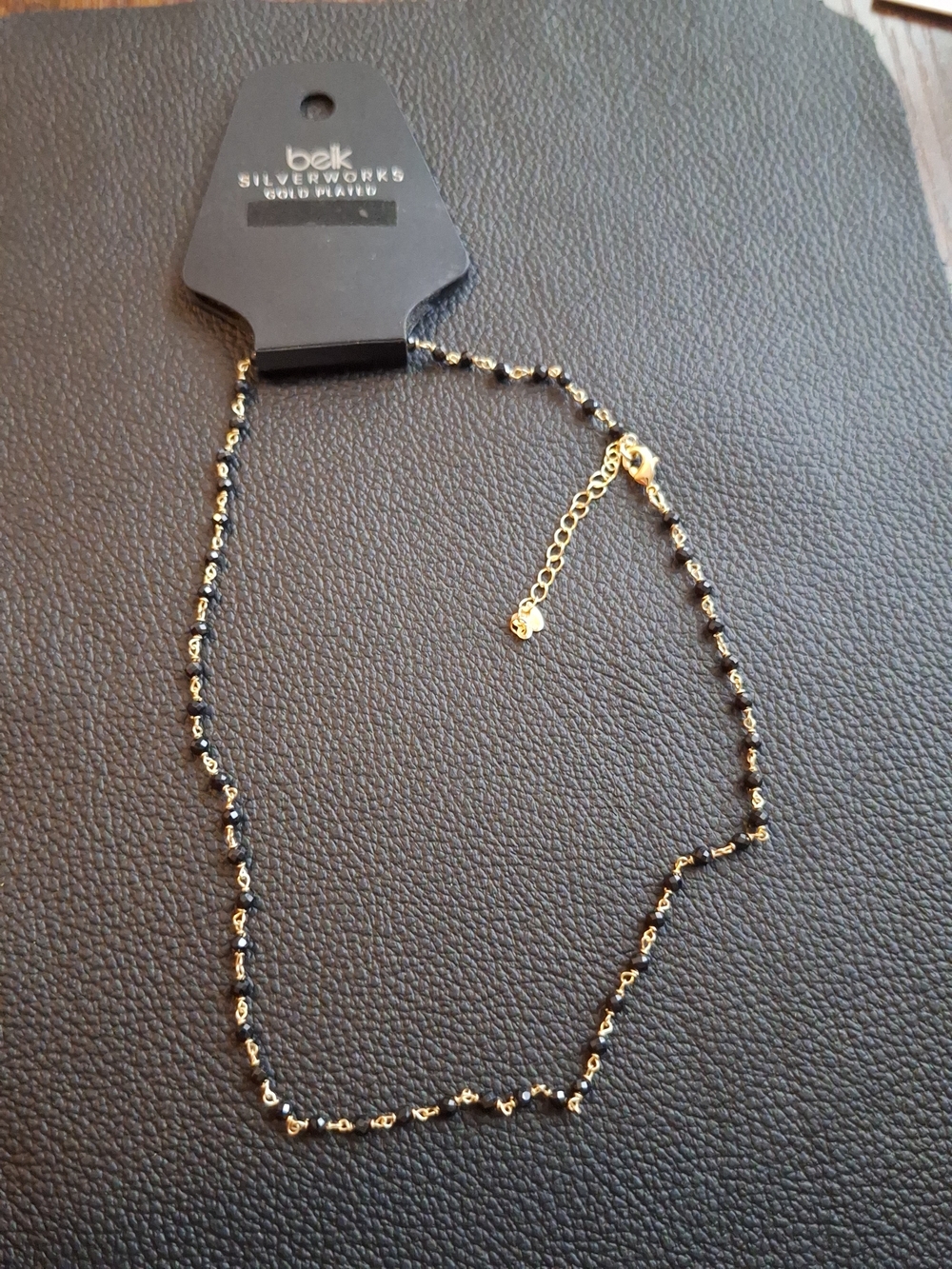 belk Silverworks Gold-Plated Necklace with Black Accent Beads